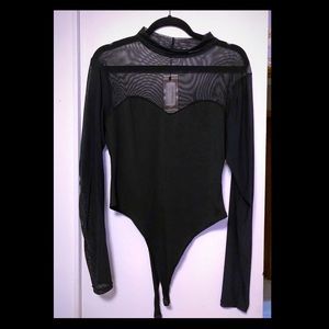 Boohoo mesh sleeve bodysuit